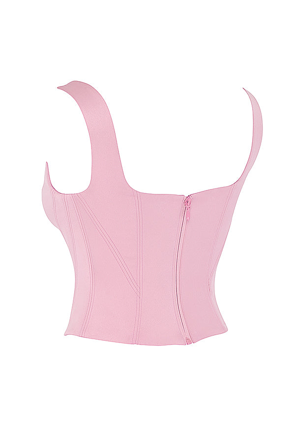 Skovae | Fairy Pink Satin Longline Korselet