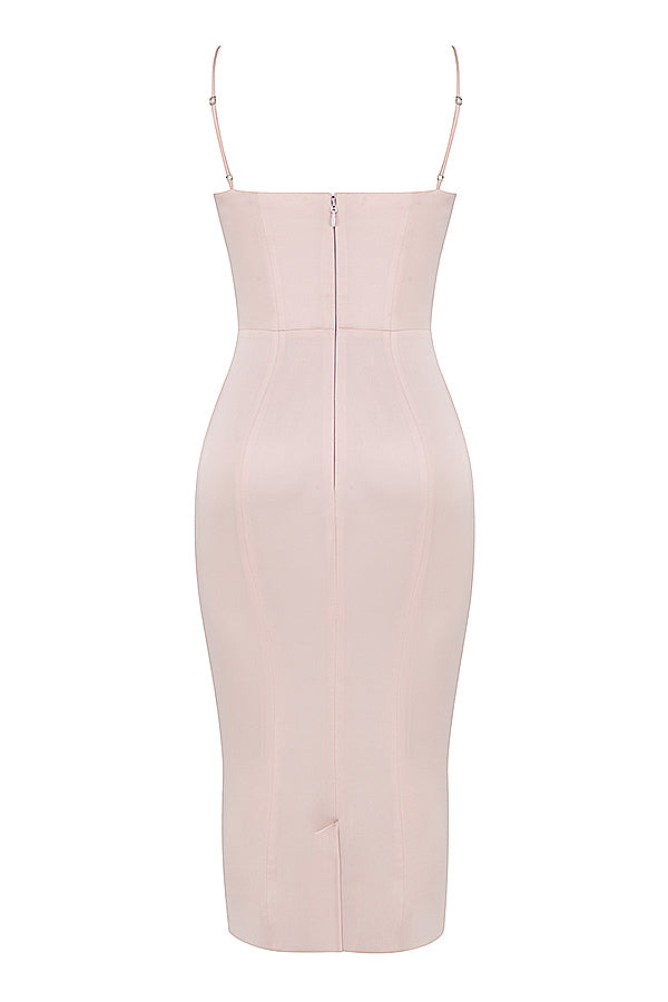 Stilla | Midikjole Satin Korset Pæonfarve
