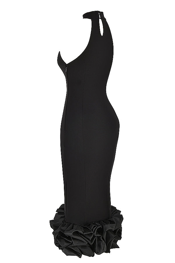 Stilla | Sort Peplum Midikjole