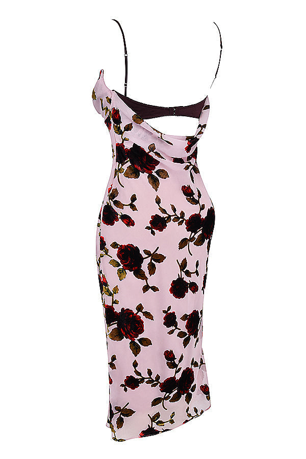 Stilla | Pink Devore Midikjole
