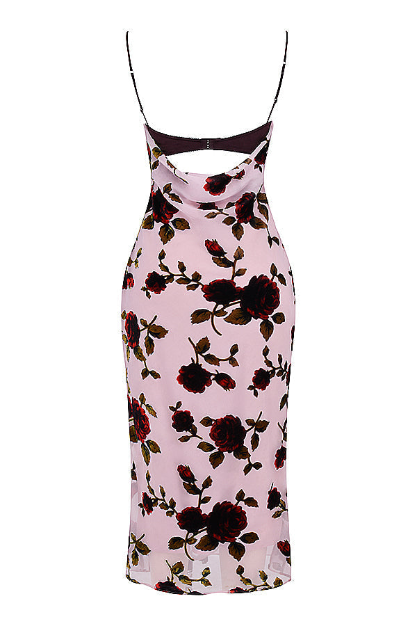 Stilla | Pink Devore Midikjole