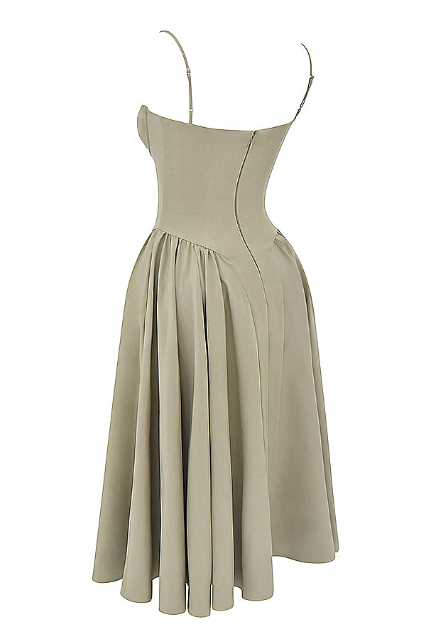 Stilla | Twill Korset Midi Kjole