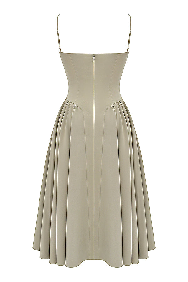 Stilla | Twill Korset Midi Kjole
