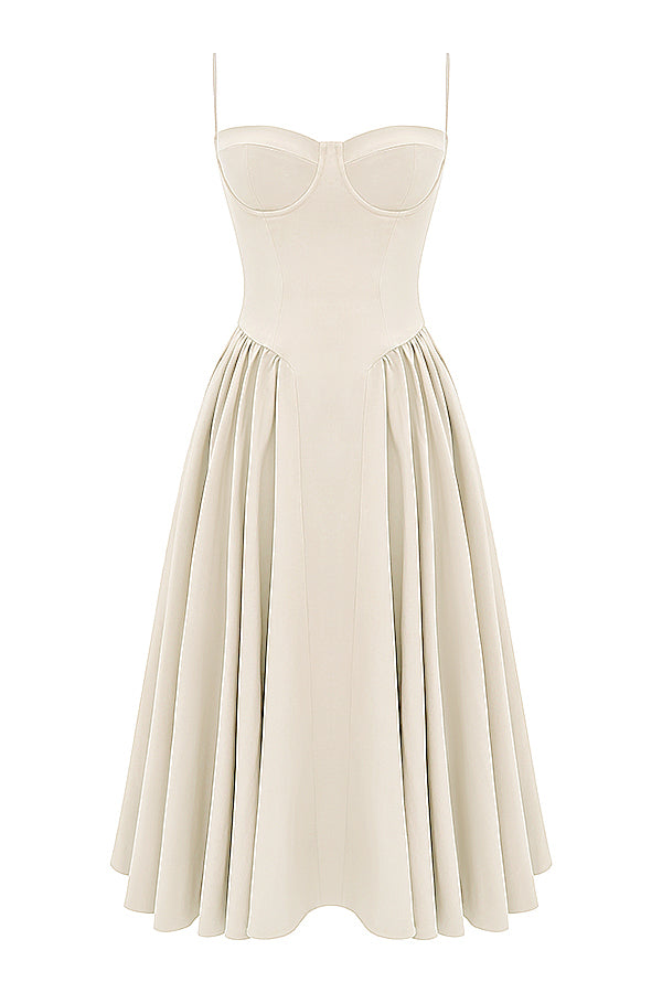 Stilla | Twill Korset Midi Kjole
