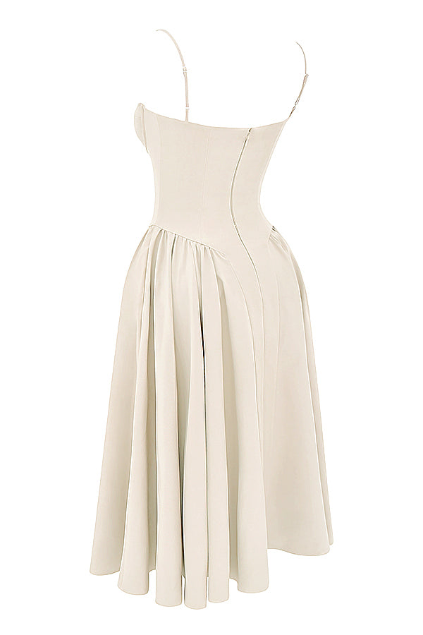 Stilla | Twill Korset Midi Kjole