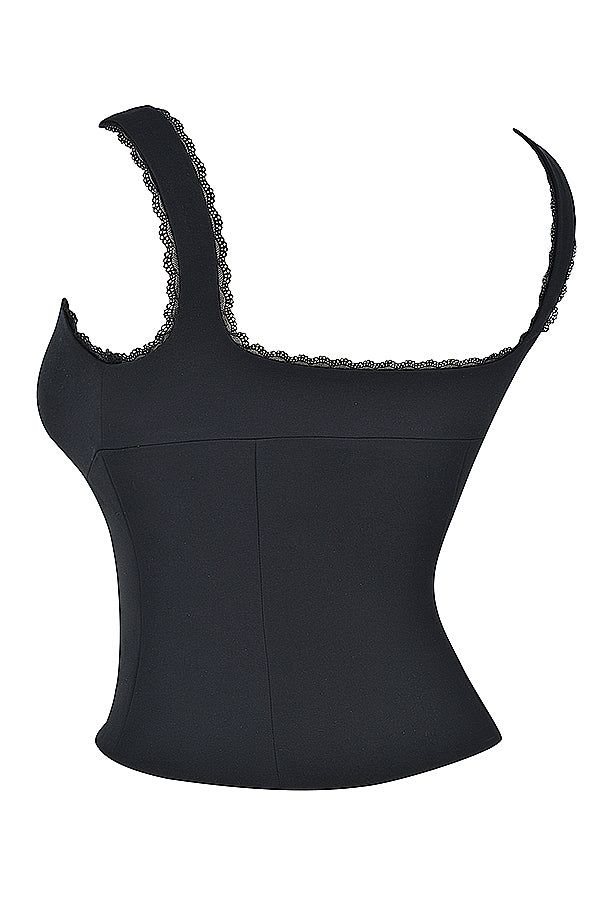 Stilla | Top Med Sort Blonde Detalje