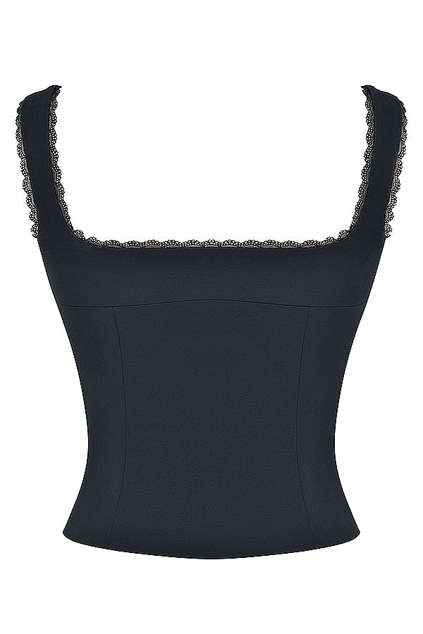 Stilla | Top Med Sort Blonde Detalje