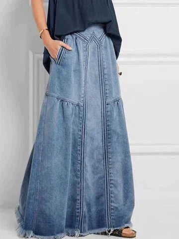 Stilla | Denimnederdel med elastisk talje
