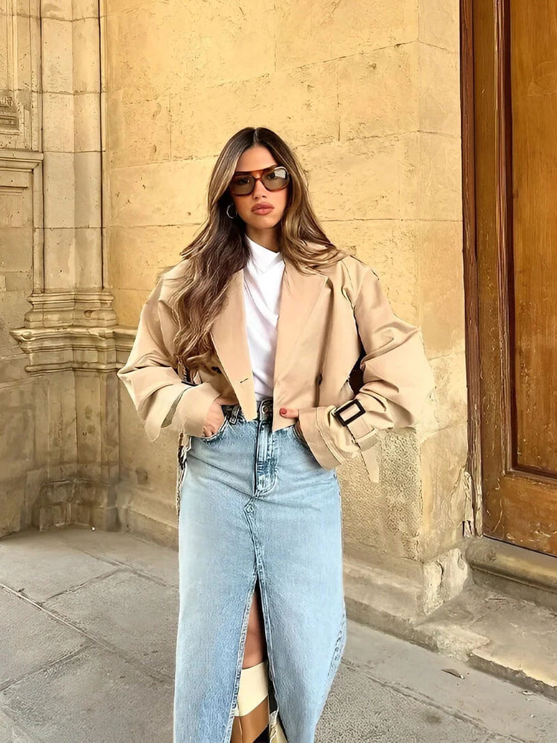Stilla | Forkortet Trenchcoat