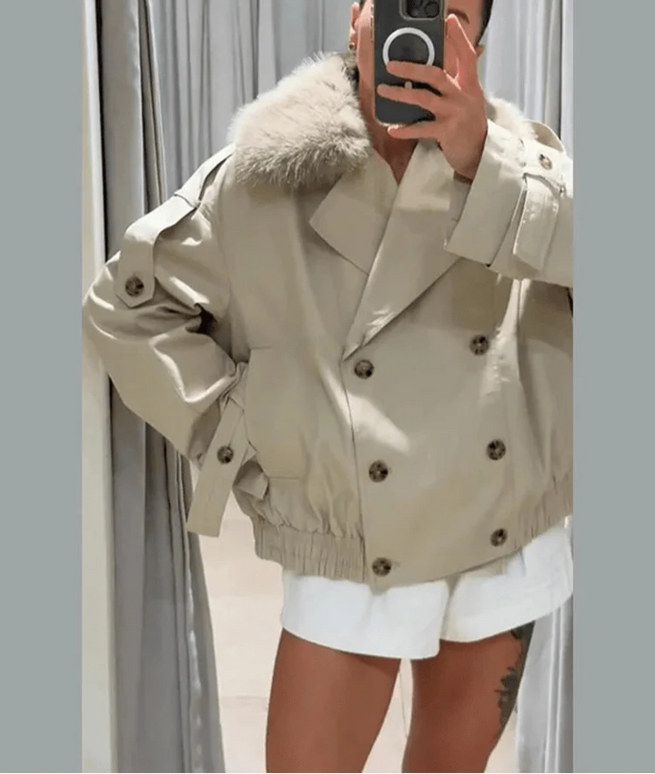 Stilla | Trench Coat med Falsk Pels