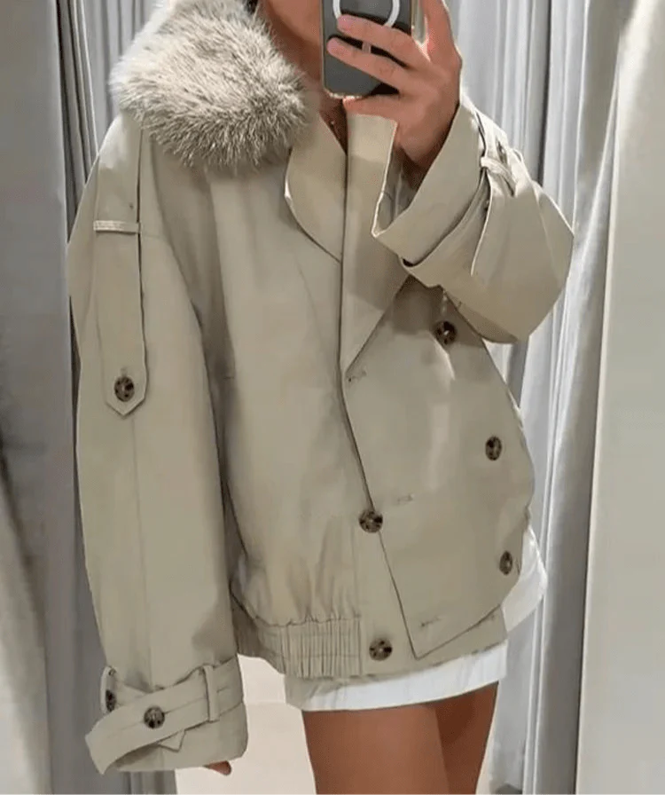 Stilla | Trench Coat med Falsk Pels