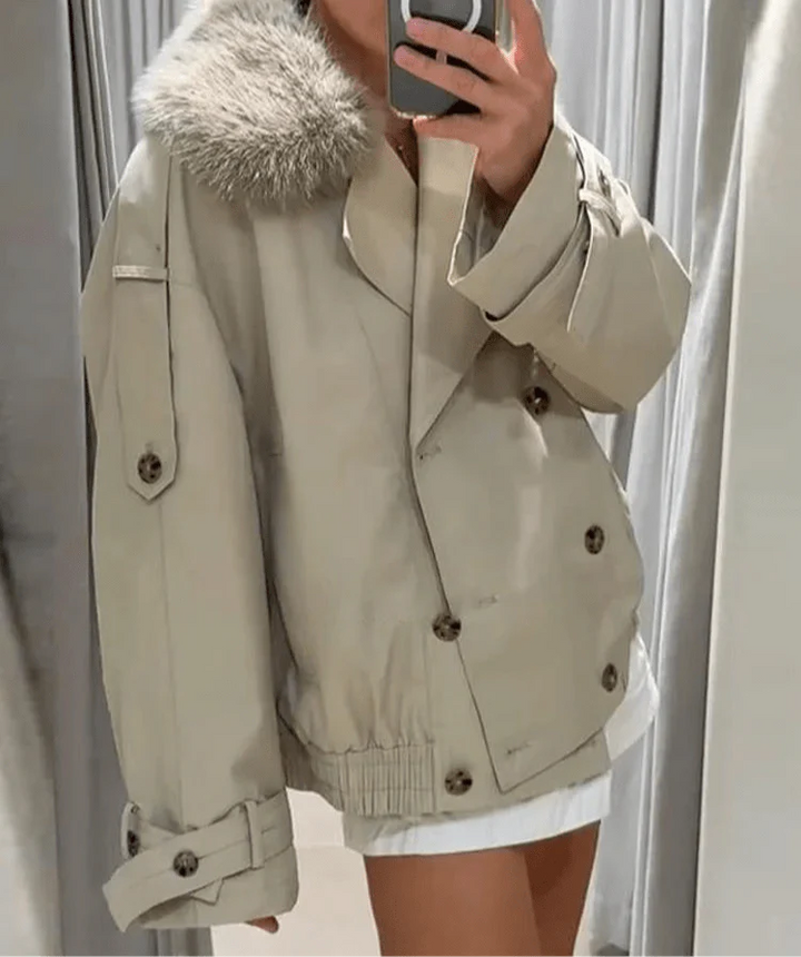 Stilla | Trench Coat med Falsk Pels