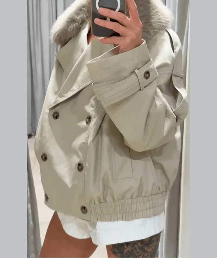 Stilla | Trench Coat med Falsk Pels