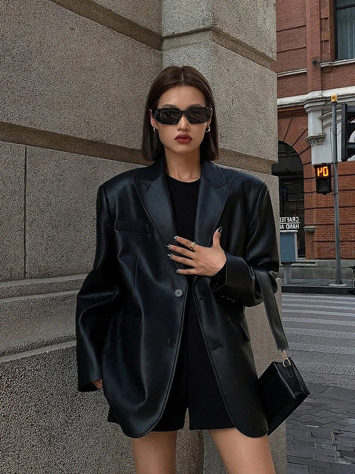Stilla | Oversize Vegan Læder Blazer