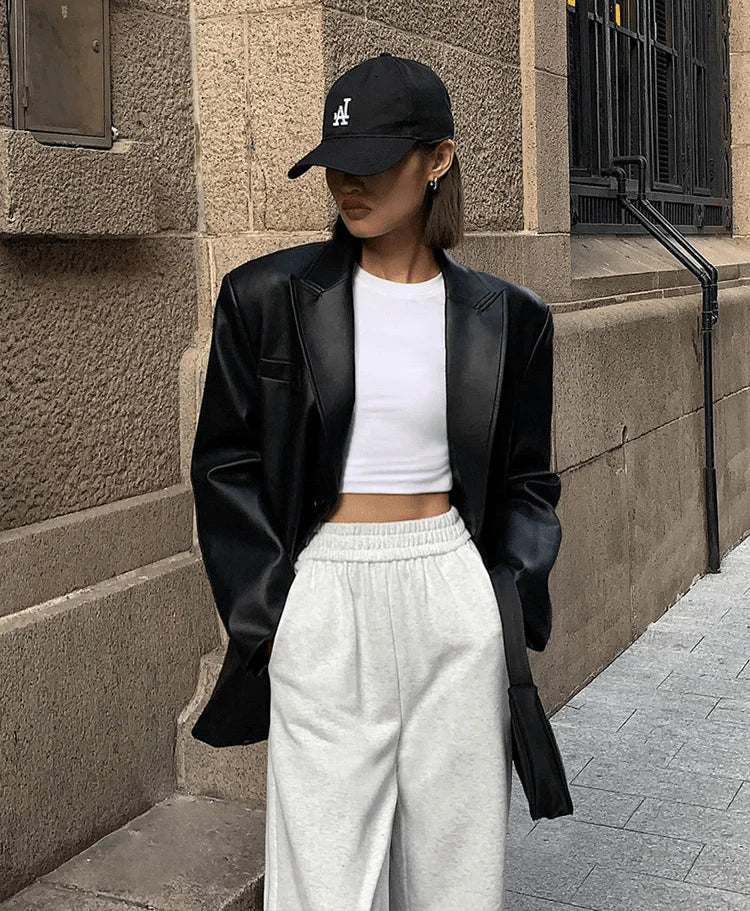Stilla | Oversize Vegan Læder Blazer