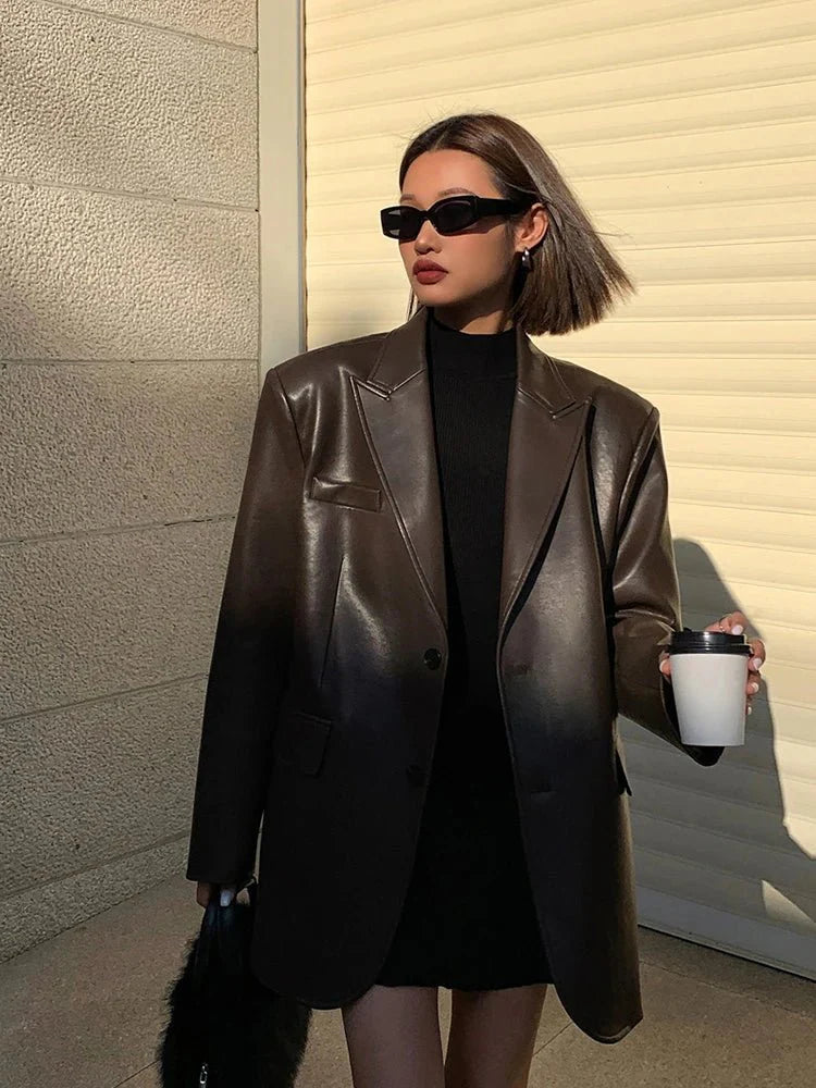 Stilla | Oversize Vegan Læder Blazer