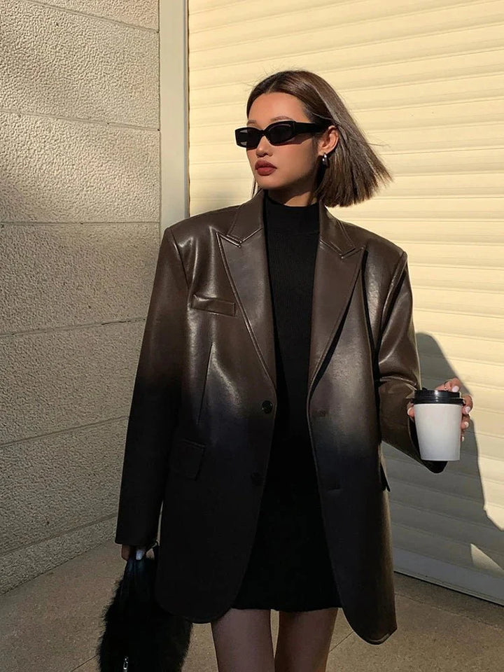Stilla | Oversize Vegan Læder Blazer