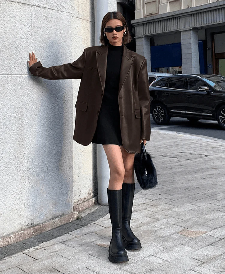 Stilla | Oversize Vegan Læder Blazer