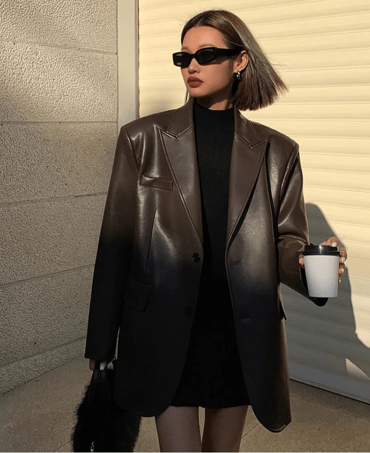 Stilla | Oversize Vegan Læder Blazer