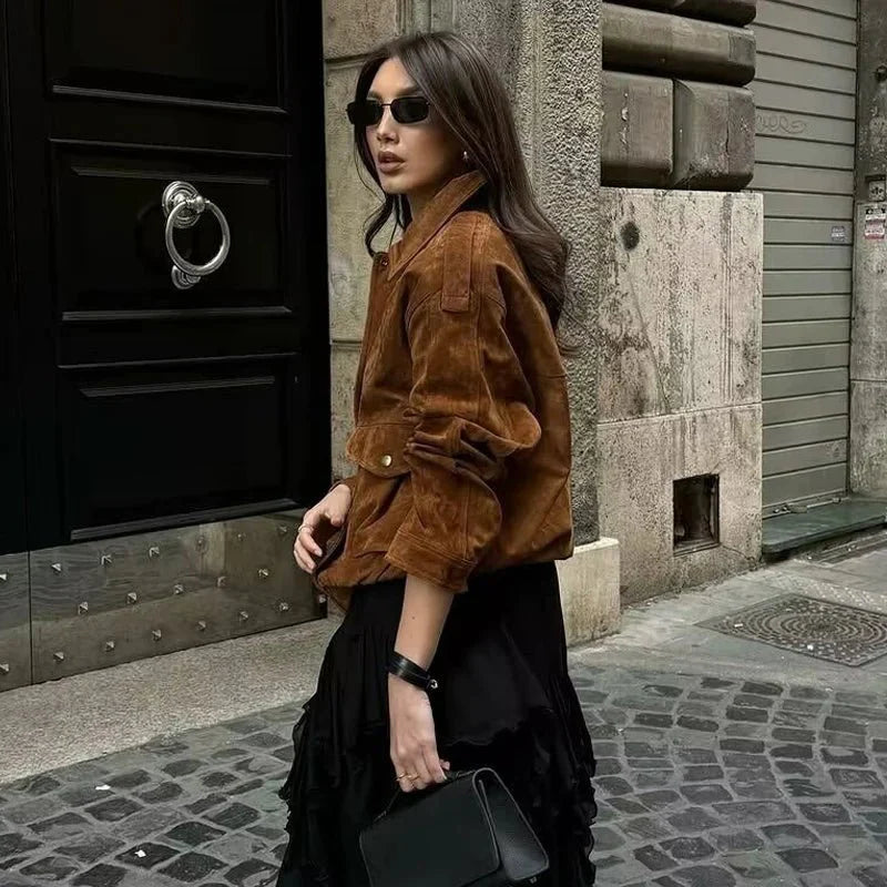 Stilla | Suede Bomberjakke