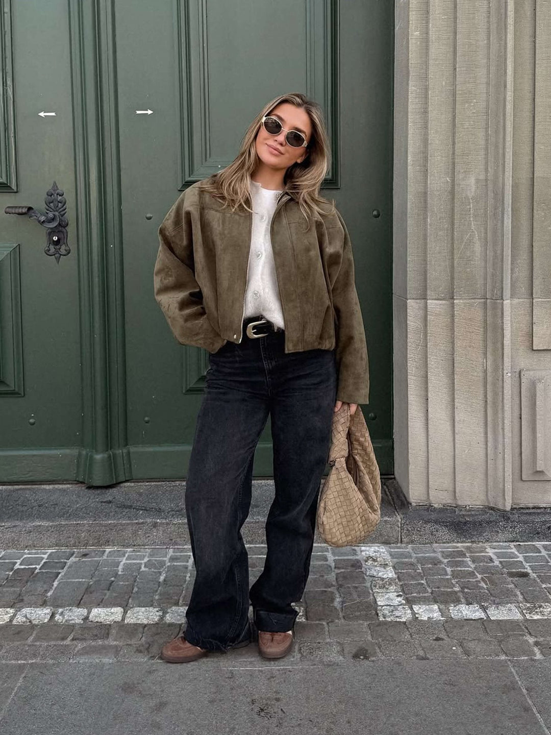 Stilla | Syntetisk Suede Bomberjakke