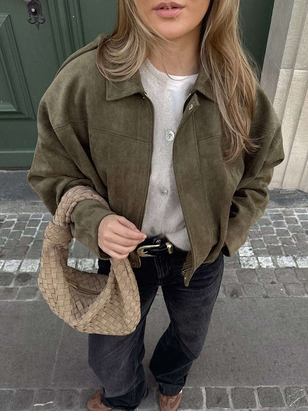 Stilla | Syntetisk Suede Bomberjakke