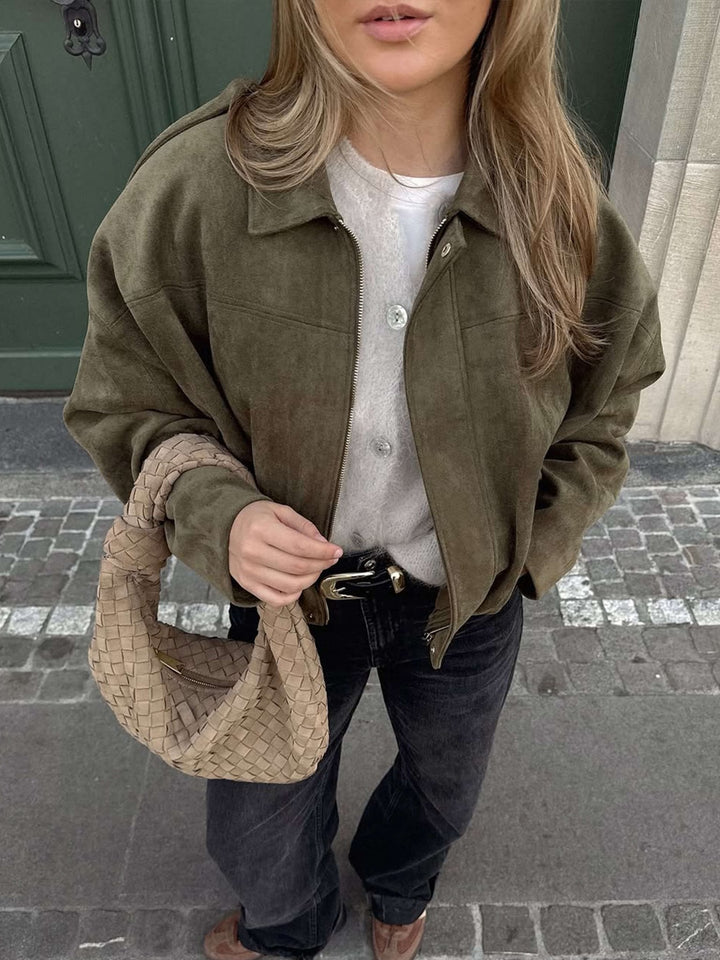 Stilla | Syntetisk Suede Bomberjakke