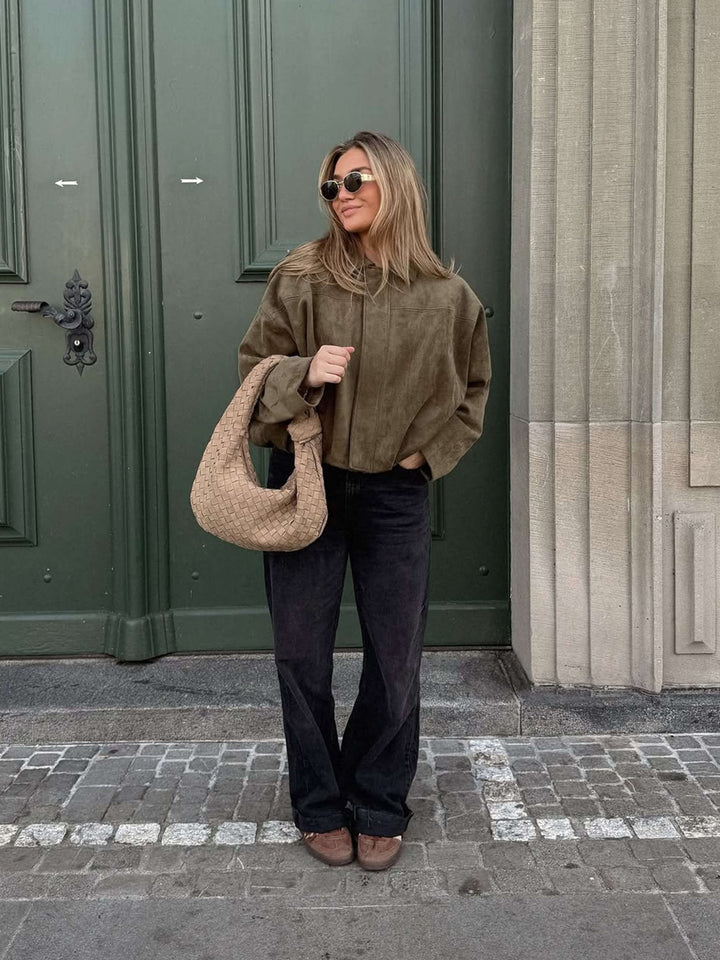 Stilla | Syntetisk Suede Bomberjakke