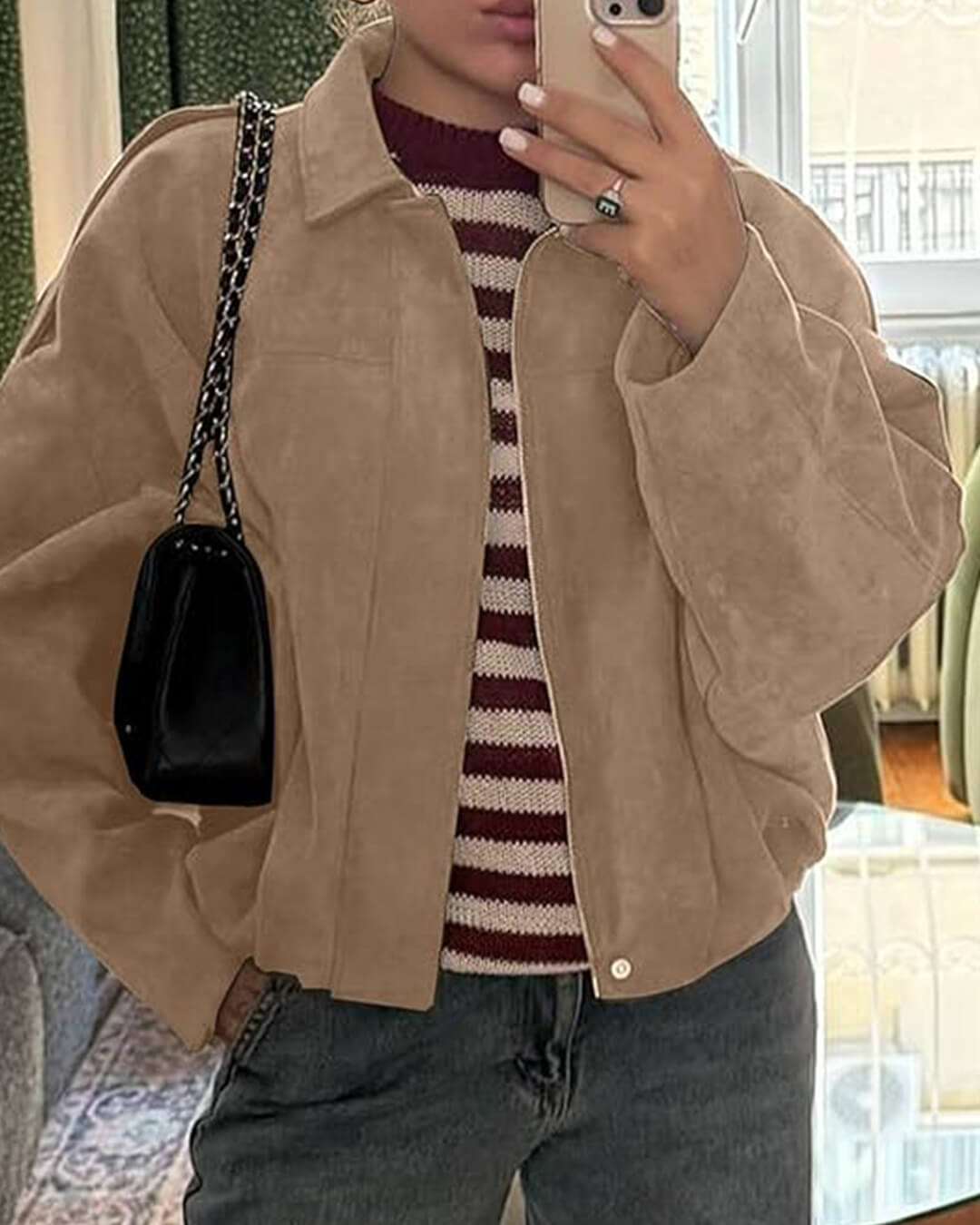 Stilla | Syntetisk Suede Bomberjakke