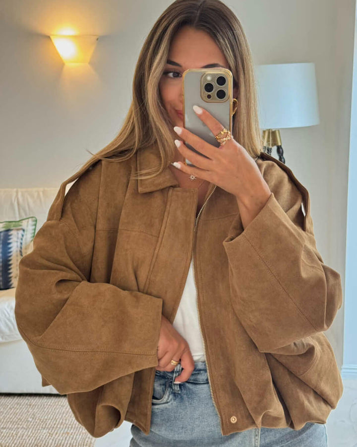 Stilla | Syntetisk Suede Bomberjakke
