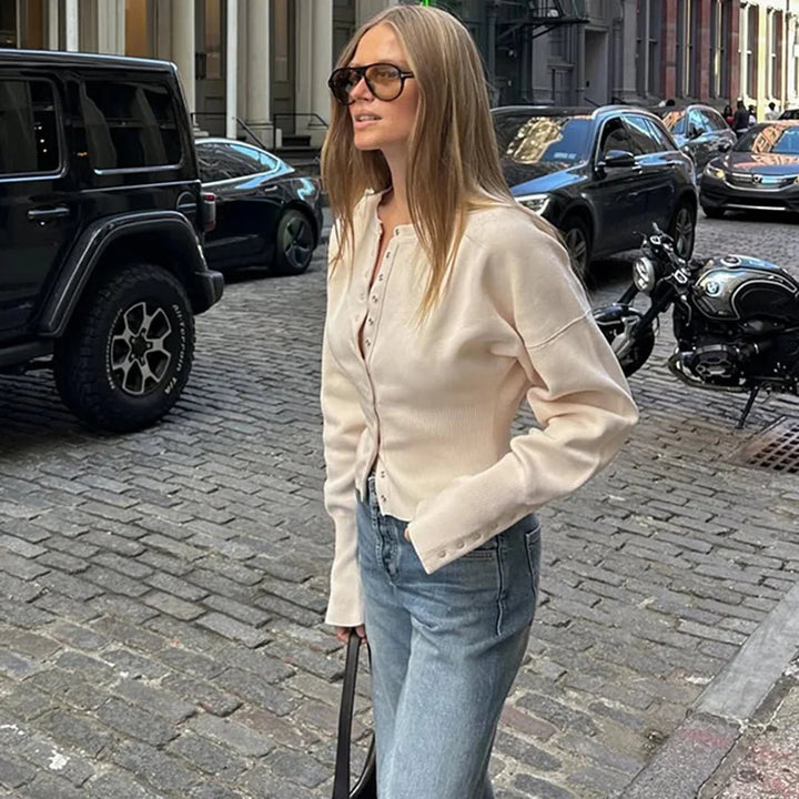Stilla | Strikjakke med Rund Hals