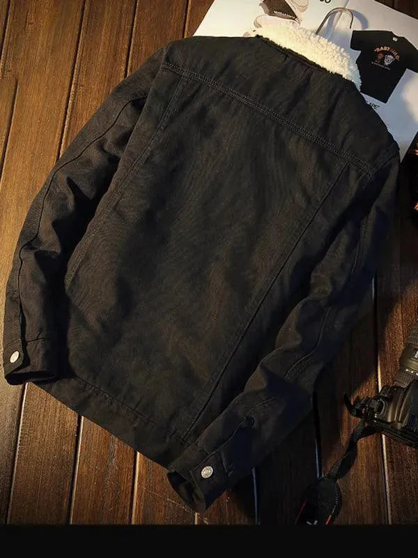 Stilla | Sherpa Knap Fleece Mænds Vinter Denim Jakke