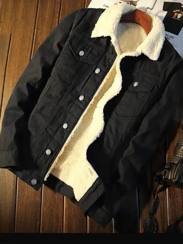 Stilla | Sherpa Knap Fleece Mænds Vinter Denim Jakke