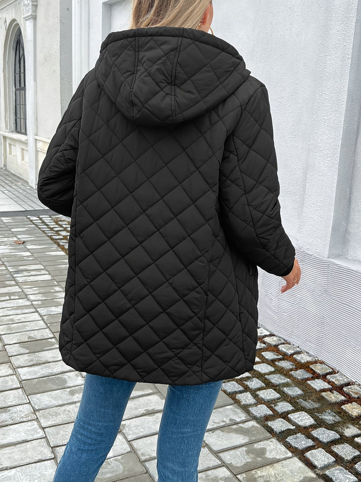 Stilla | Polstret Puffy-Jakke med Lynlås og Kunstpelsfor