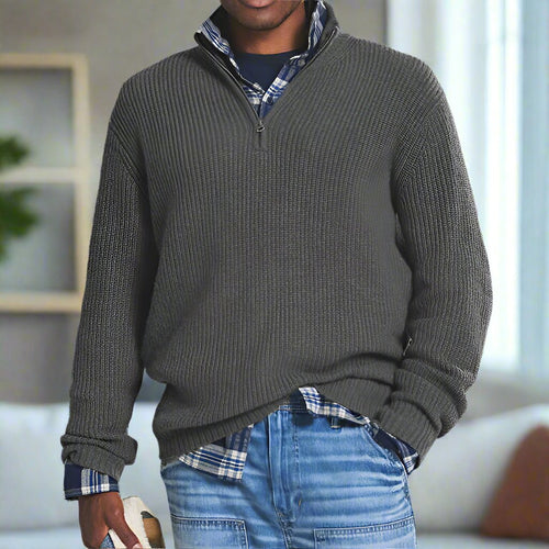 Stilla | Bomulds-Quarter-Zip-Pullover afslappet skåret sweatshirt