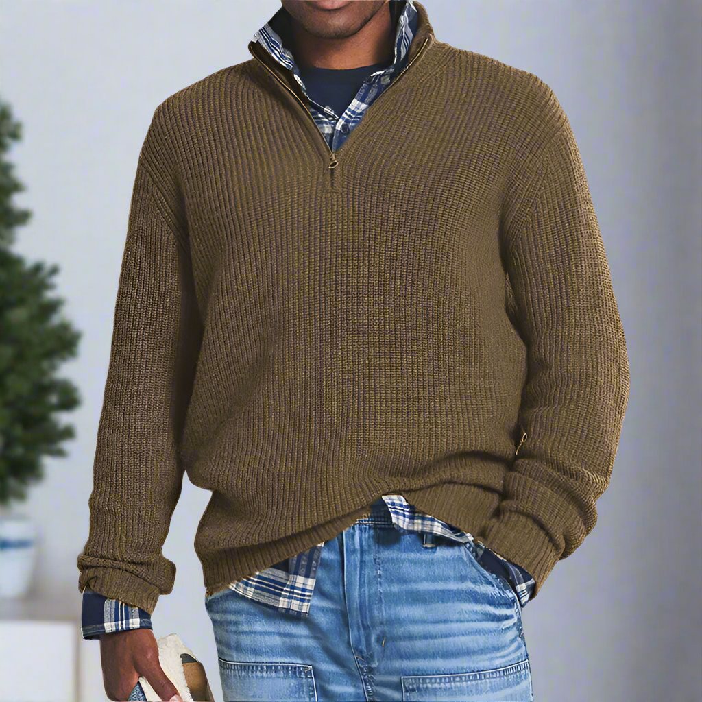 Stilla | Bomulds-Quarter-Zip-Pullover afslappet skåret sweatshirt