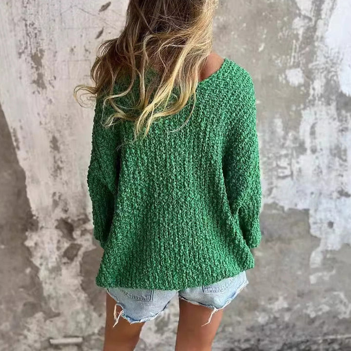 Stilla | Pullover i struktureret bomuldsstrik med lange ærmer og dyb v-udskæring