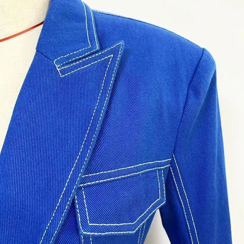 Stilla | Polstret Denim-Blazer til Damer - Lækkert - Enkelfarvet
