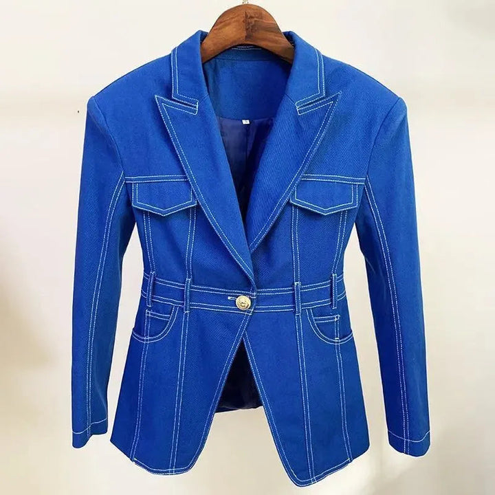 Stilla | Polstret Denim-Blazer til Damer - Lækkert - Enkelfarvet