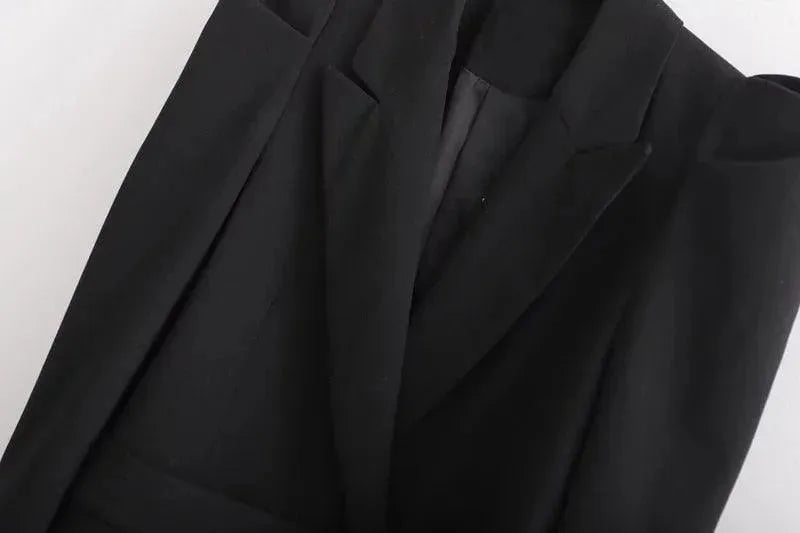 Stilla | Stilig Vintage Lang Blazer Dame - Vintage - Ensfarvet