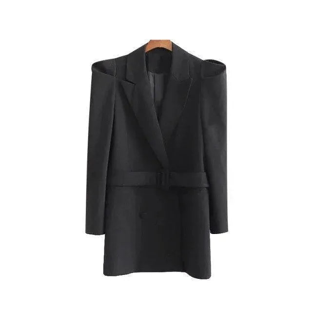 Stilla | Stilig Vintage Lang Blazer Dame - Vintage - Ensfarvet