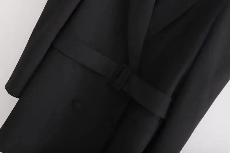 Stilla | Stilig Vintage Lang Blazer Dame - Vintage - Ensfarvet