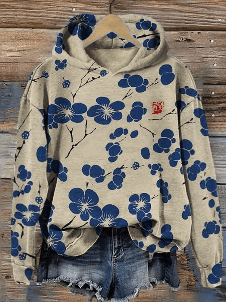 Stilla | Grafisk Hætte Sweatshirt