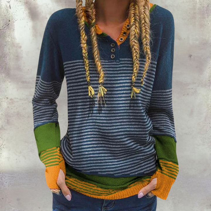 Stilla | Stilfuld Striber Strikket Sweater til Damer