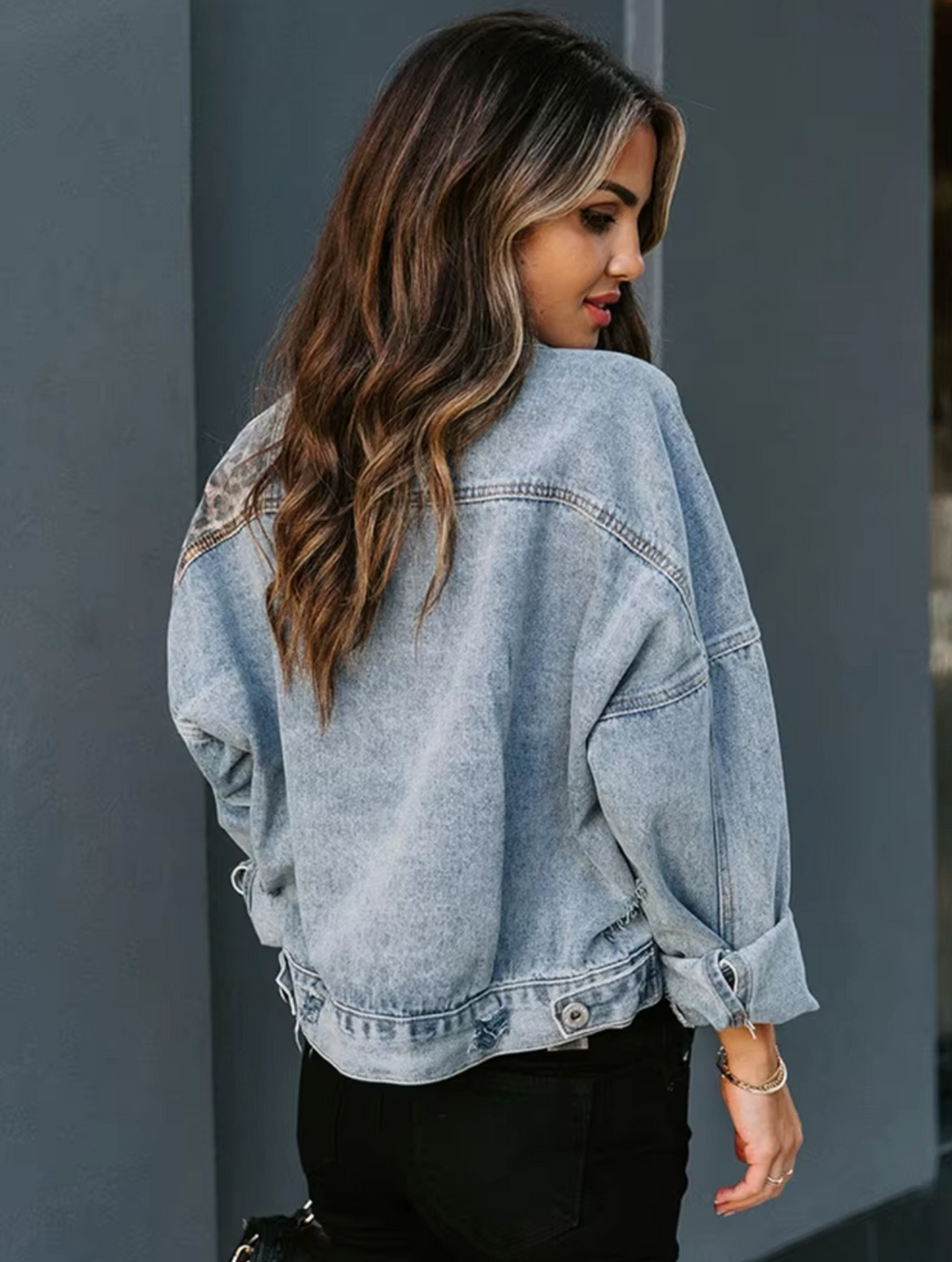 Stilla | Jeansjakke Med Leopard Patches