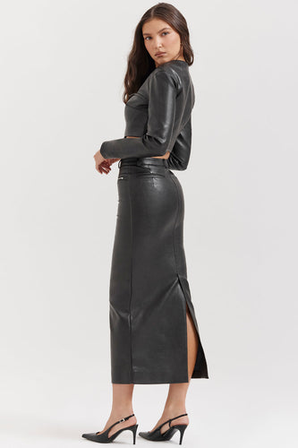 Stilla | Cropped Top Vegansk Læder Med Maxi Nederdel