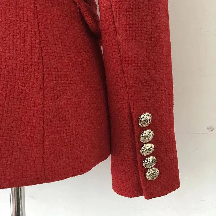 Stilla | Den pragmatiske røde tweed-blazer til kvinder - Lærlig - Ensfarvet
