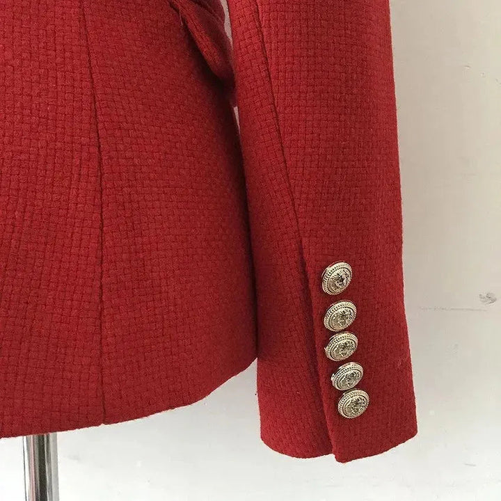 Stilla | Den pragmatiske røde tweed-blazer til kvinder - Lærlig - Ensfarvet