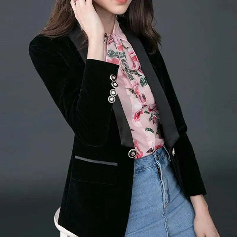 Stilla | Der Prowess Samt V-Udskæring Blazer Dame - Casual - Enkeltfarvet