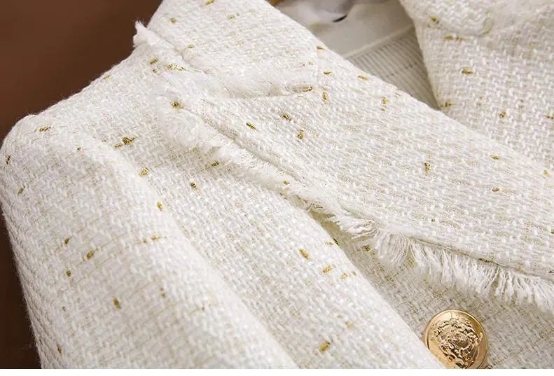Stilla | Tweed Blazer Dame - Ensfarvet - Løs pasform